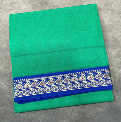 Chettinad Cotton Saree Sapphire Colour with Blue Colour with Thread Work Border