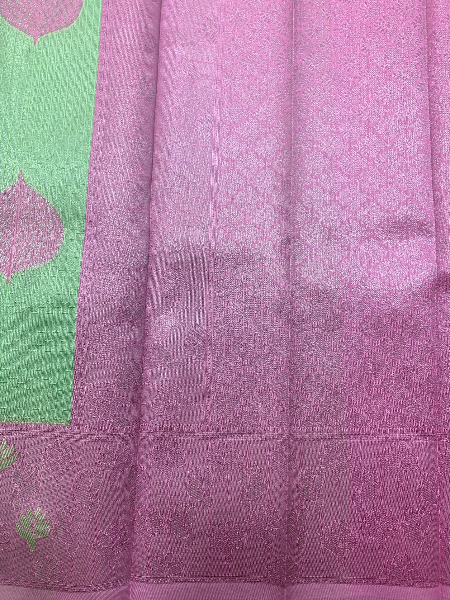 Art Silk Saree Pista Green Colour with Baby pink Colour Border
