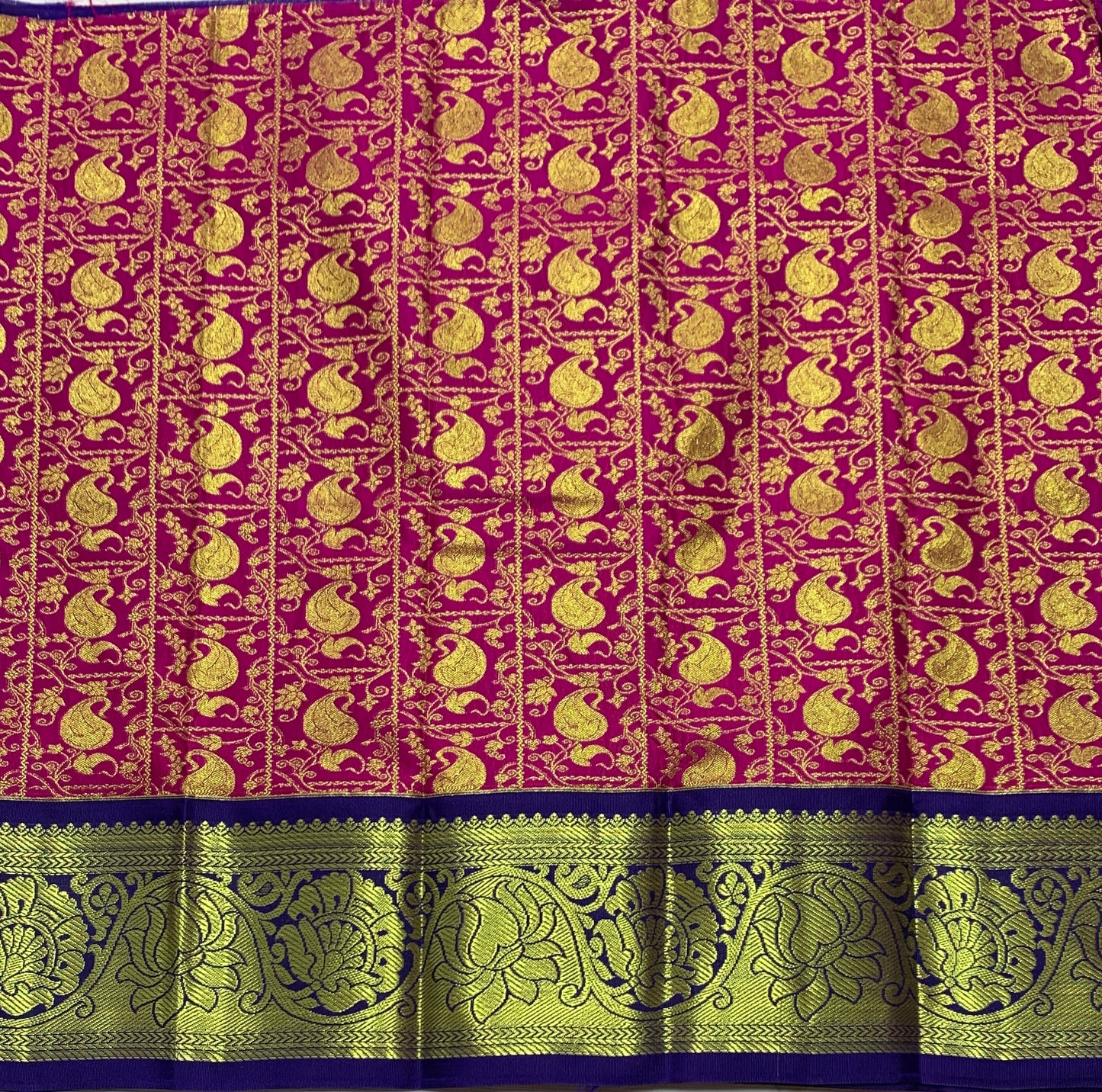 Pink Shade Vegan Silk Kids Pattu Pavadai with Contrast Border for Newborn to 2 Years