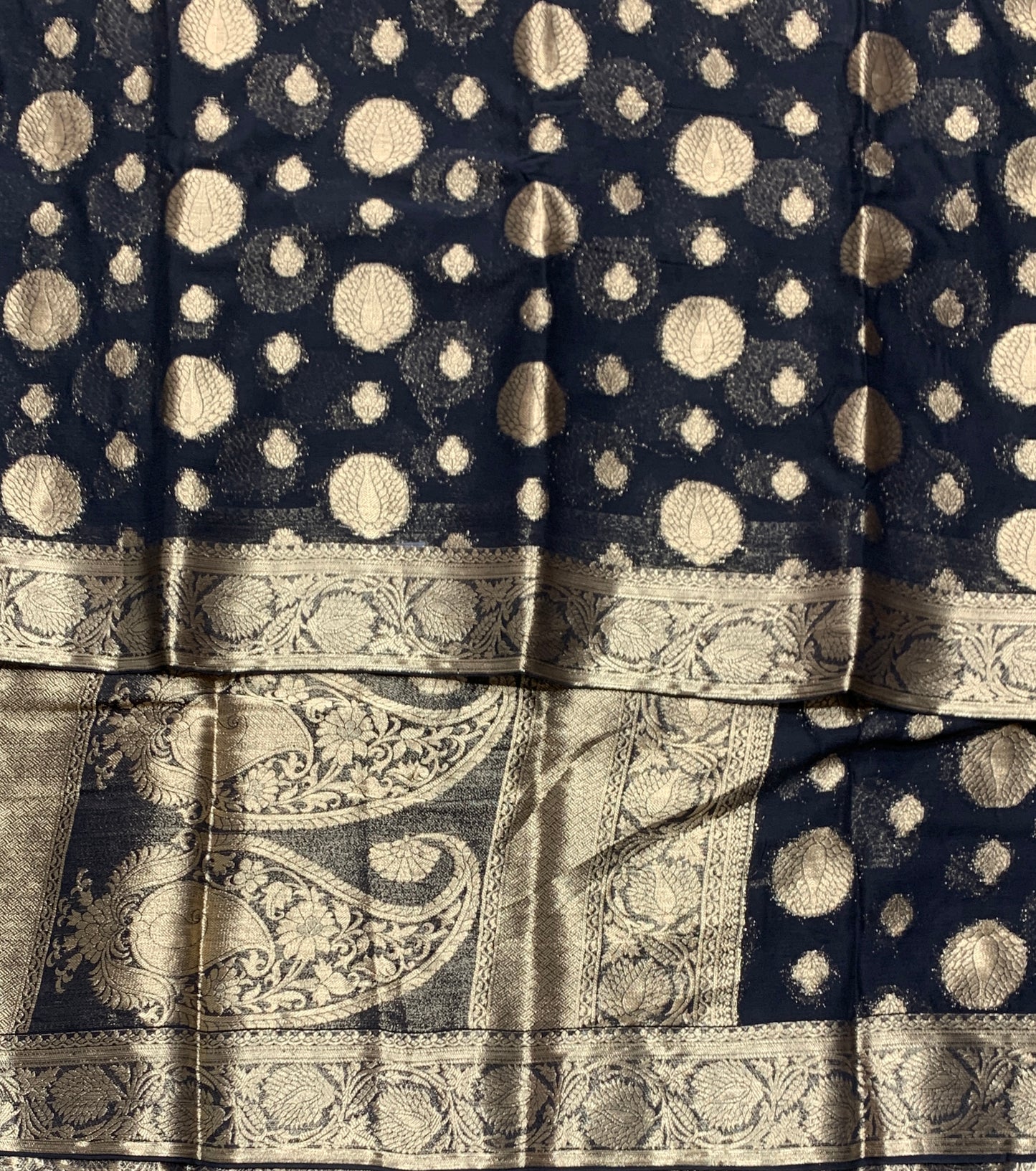 Georgette Saree Block Colour with Sliver Floral Design Border