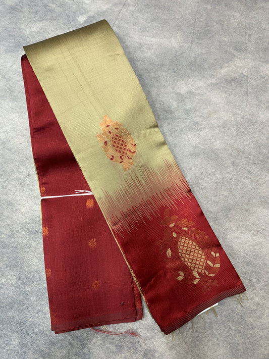 Art Silk Saree Tussar Colour with Maroon Border