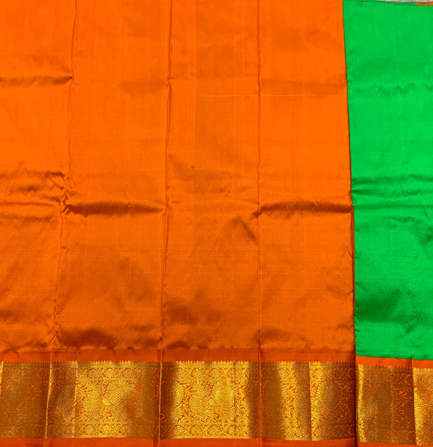 Light Green Shade Pure Kanchipuram Kids Pattu Pavadai with Contrast Border for Newborn to 2 Years
