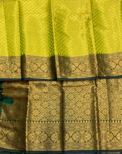 Crepe Saree Olive Green Colour with Green Border