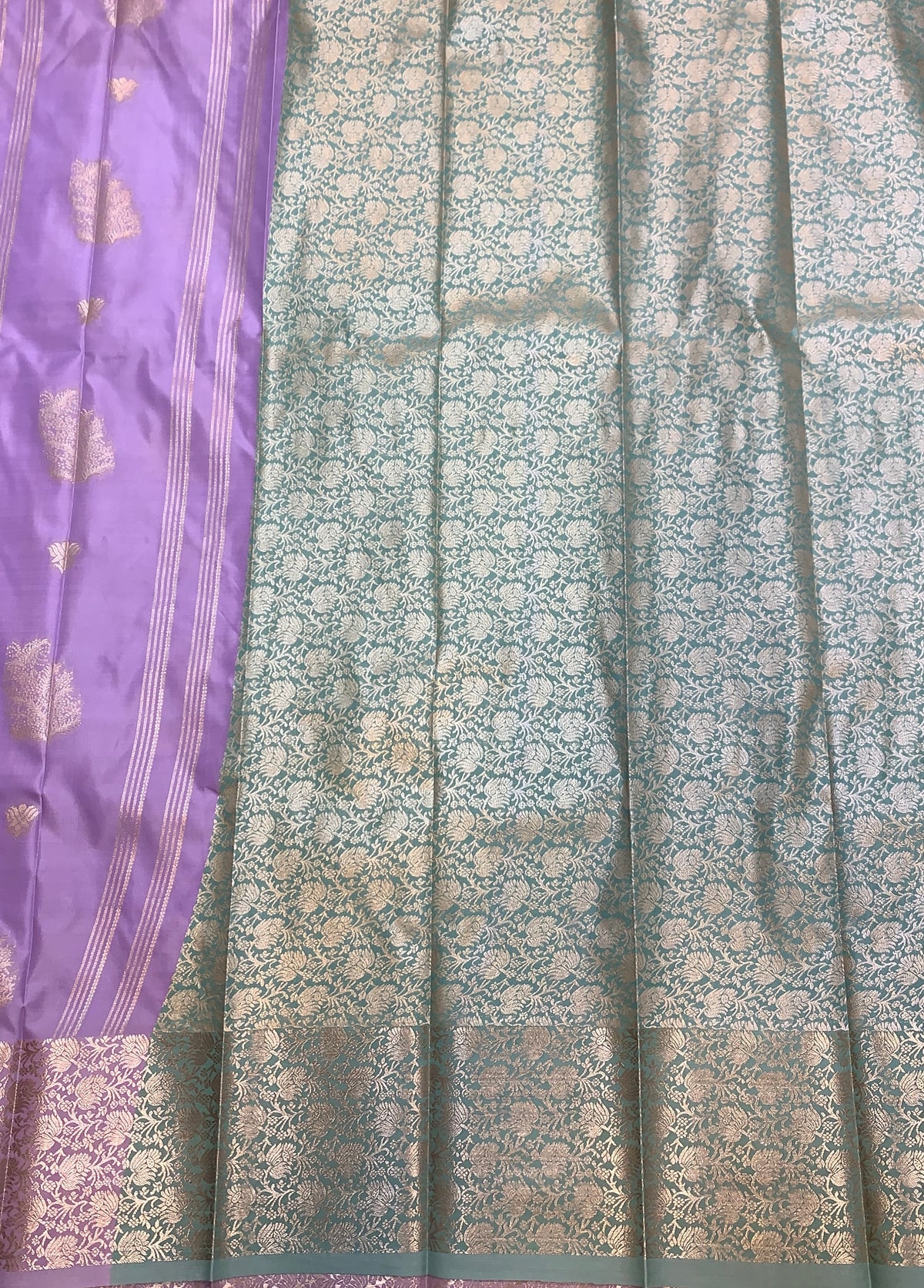 Soft Silk Casual Saree Lavender with Sliver Zari Border
