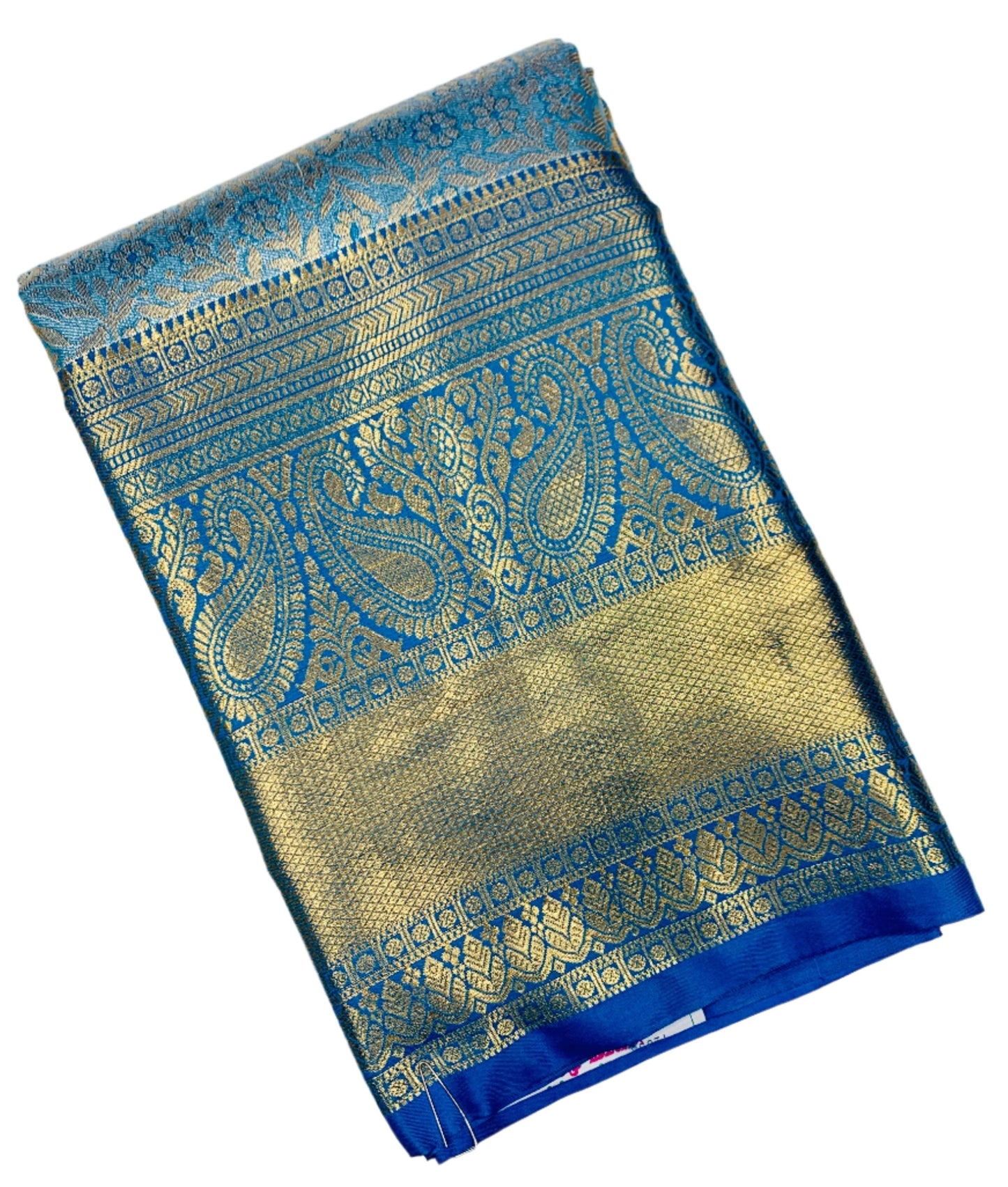 Sky Blue shade Soft Kanchi Tissue Pattu Saree with Self border