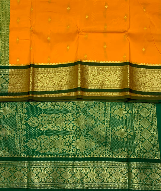Light Yellow Shade Saree with Golden and Green Border