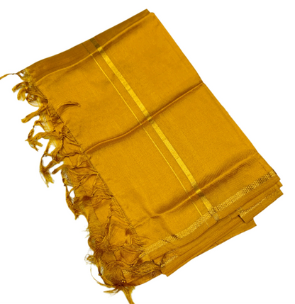 Silk Pooja Towel Golden Yellow Colour