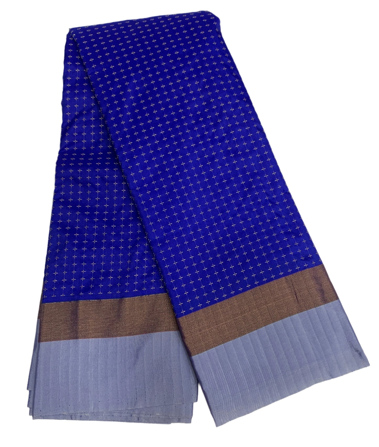 Arani Silk Saree Blue Colour with Sky Blue and Golden Border