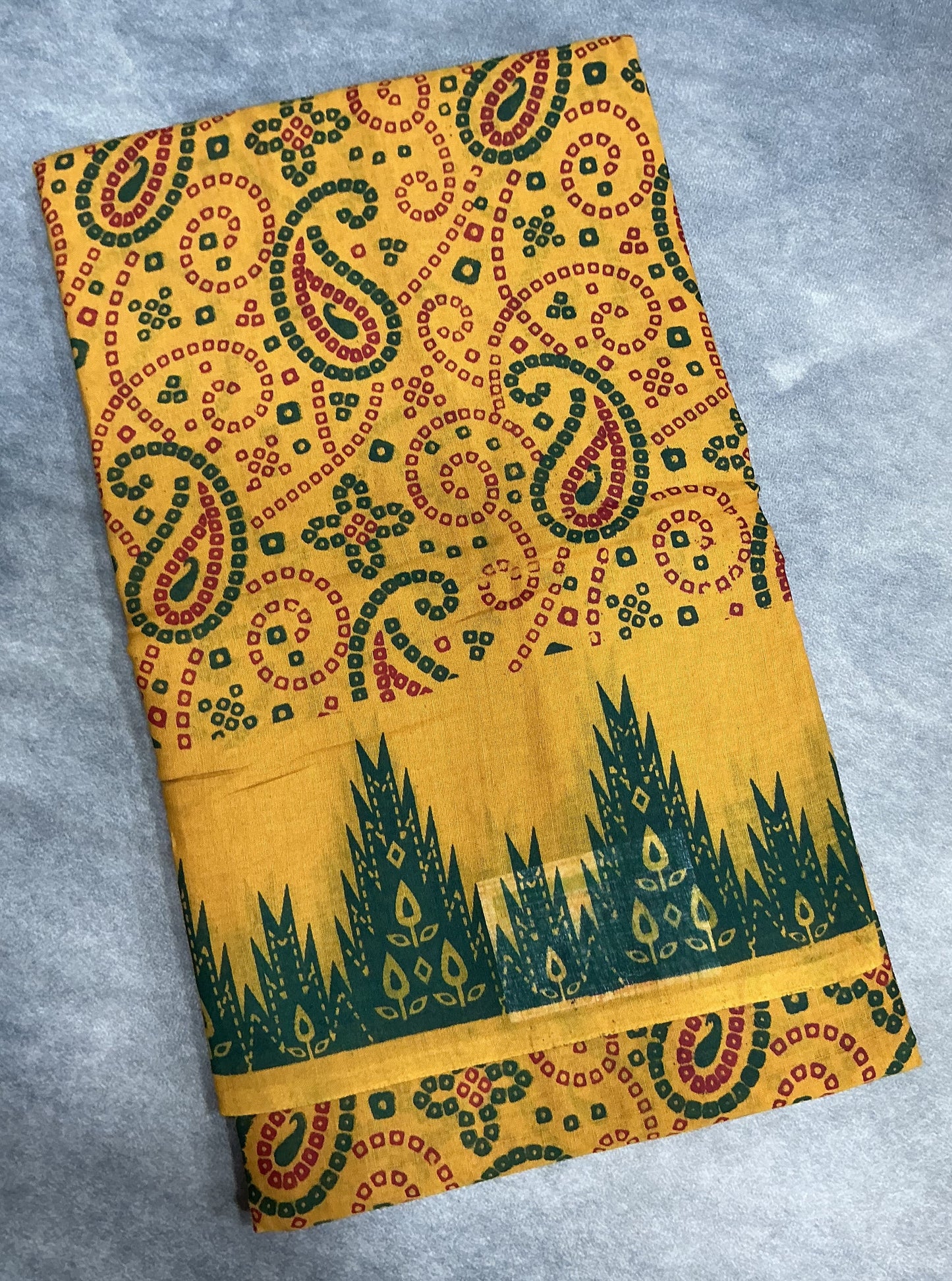 MulMul Cotton Mustard Yellow Colour with Temple Border