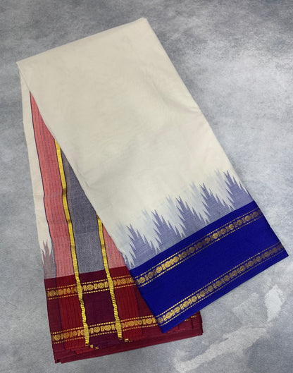 9X5 Cotton Unbleached dhoti with Angavastram