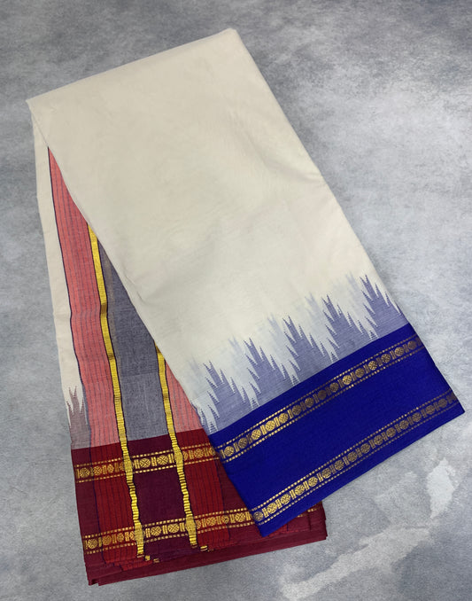 9X5 Cotton Unbleached dhoti with Angavastram