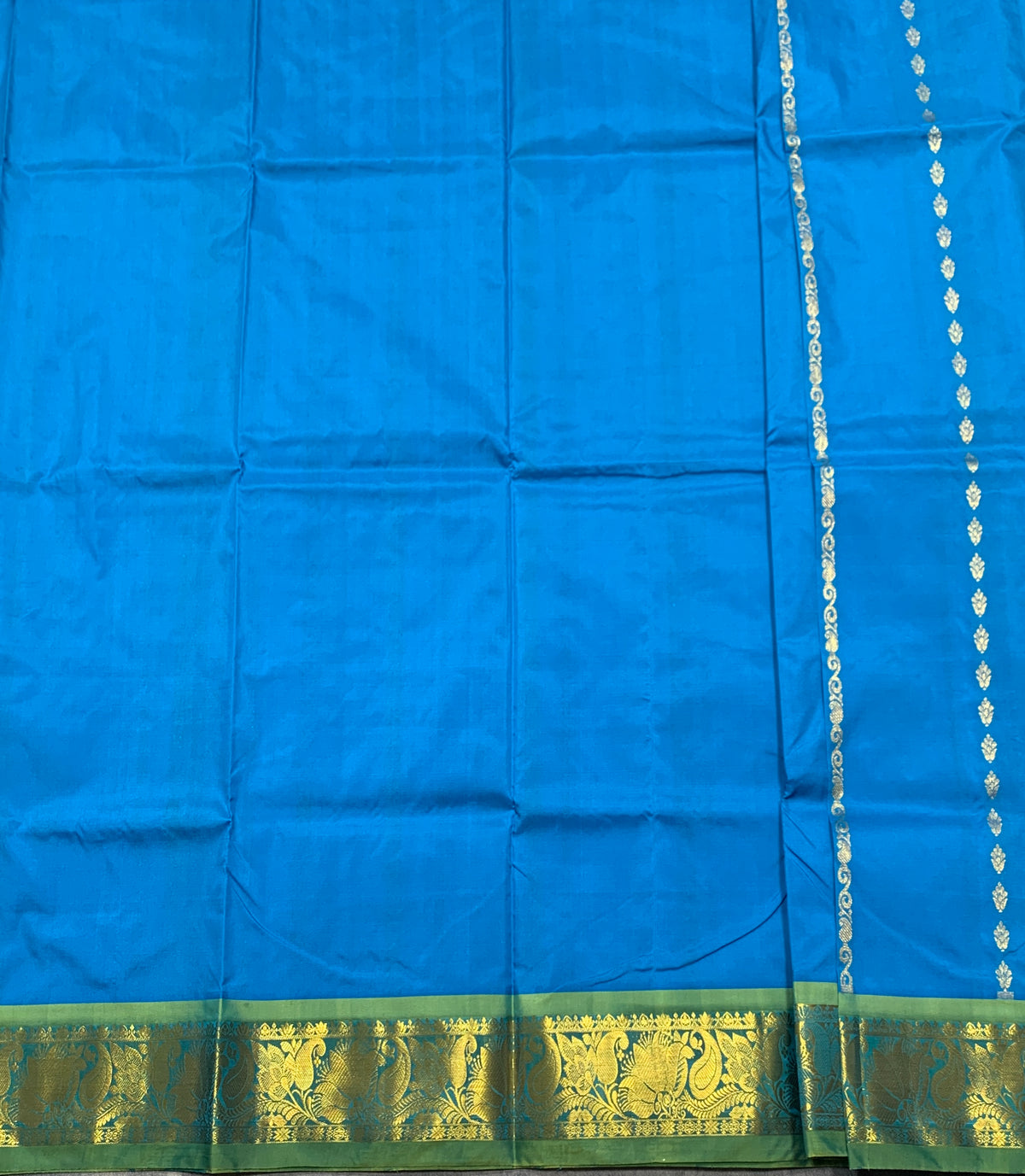 Sky Blue Shade Semi silk Kids Pattu Pavadai with Contrast border for age 5 to 10