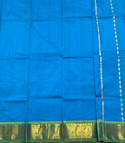 Sky Blue Shade Semi silk Kids Pattu Pavadai with Contrast border for age 5 to 10