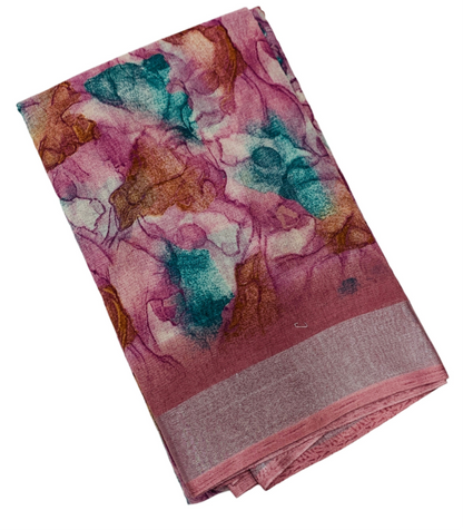 Jute Cotton Saree Onion Pink Shade with Thread Border