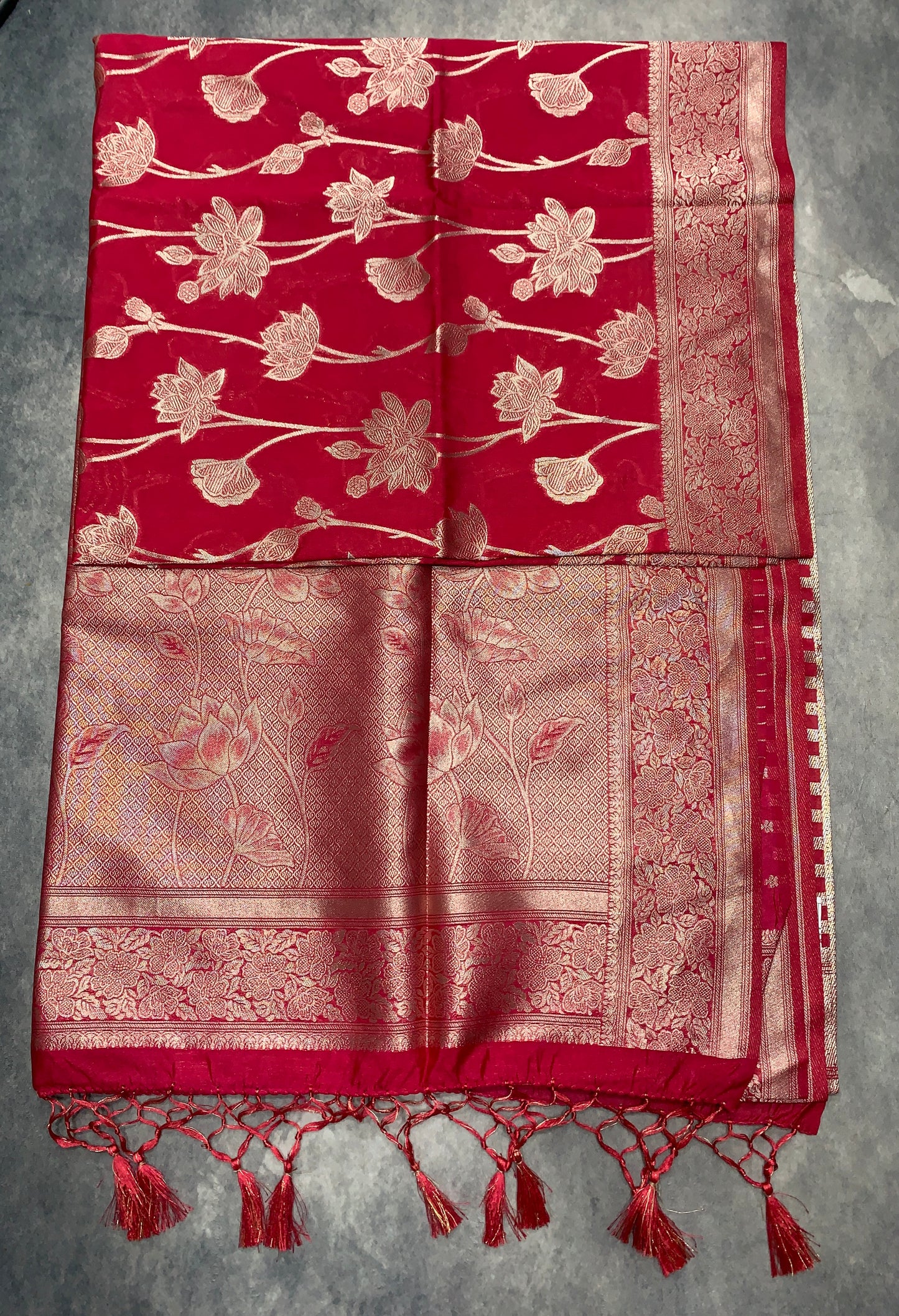 Soft Silk Casual Saree Tomato Pink Colour with Sliver Colour Borde
