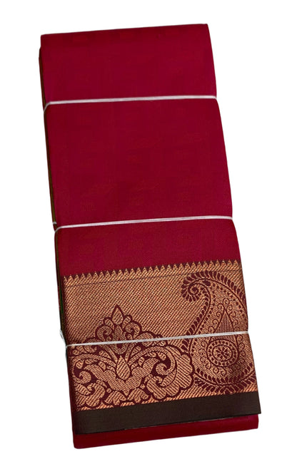 Synthetic Cotton Saree Maroon Colour with Copper Border