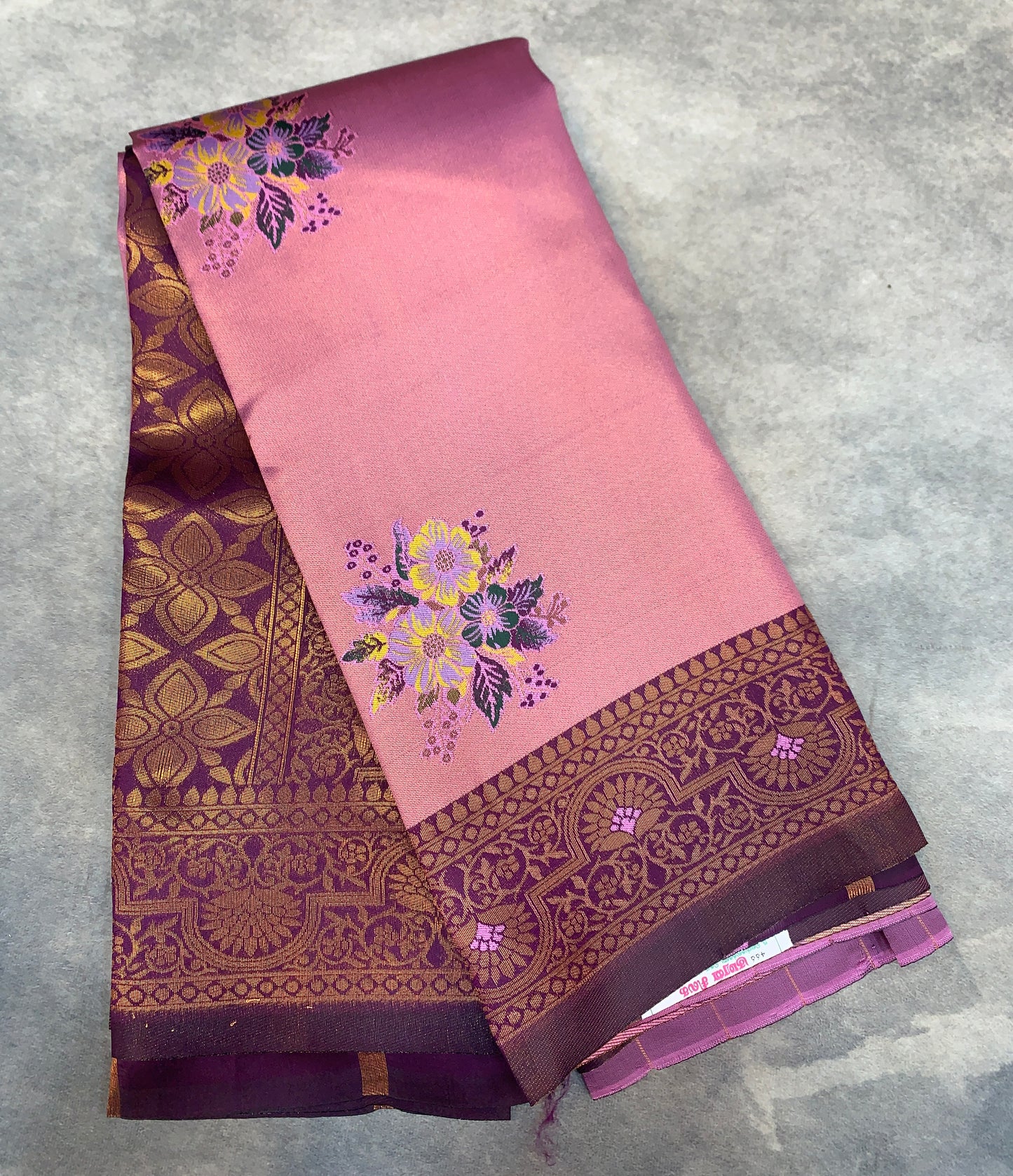 Fancy Tissue Saree Pink Colour with Magenta Border