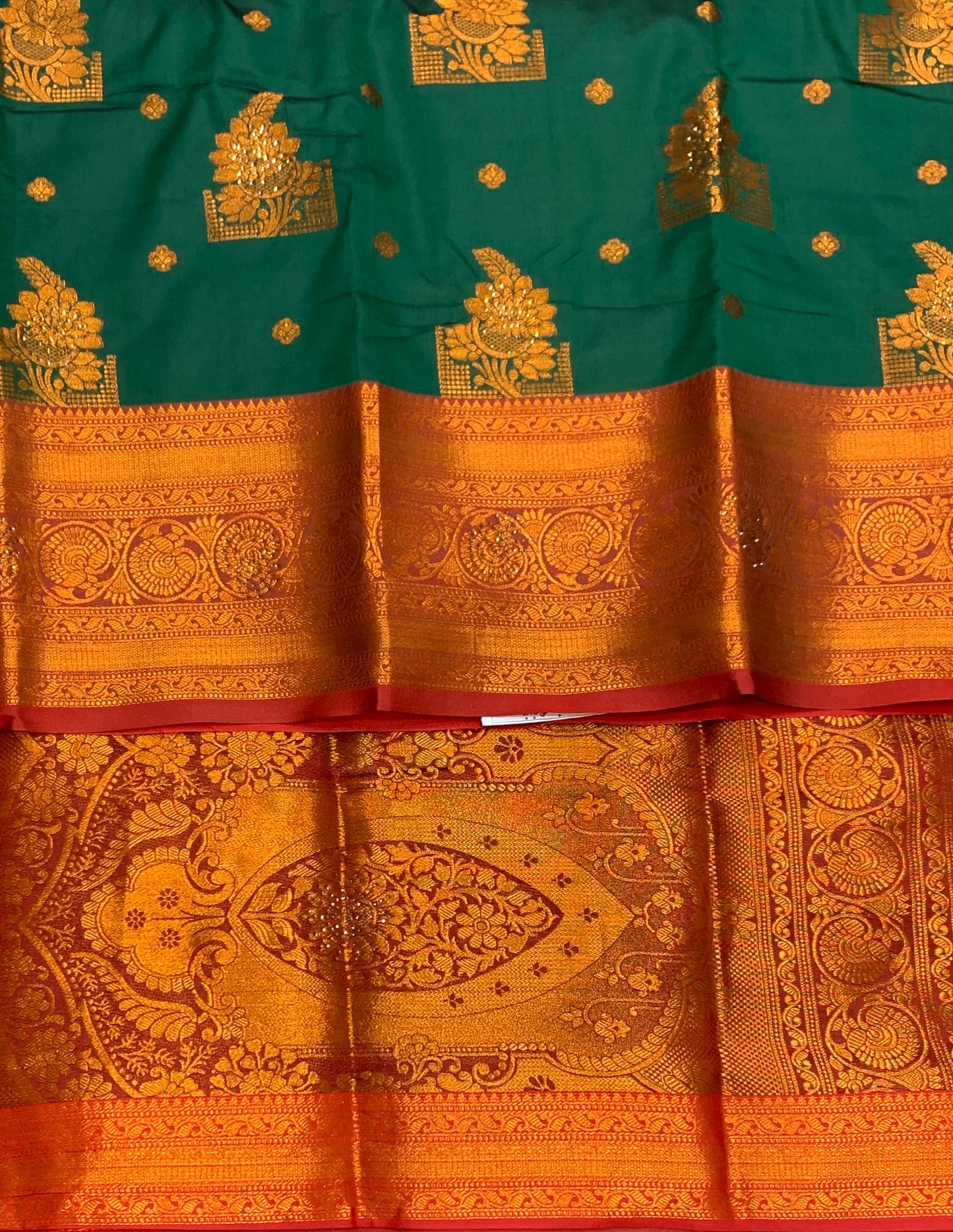 Soft Silk Casual Saree Green Colour with Maroon and Golden Colour Border