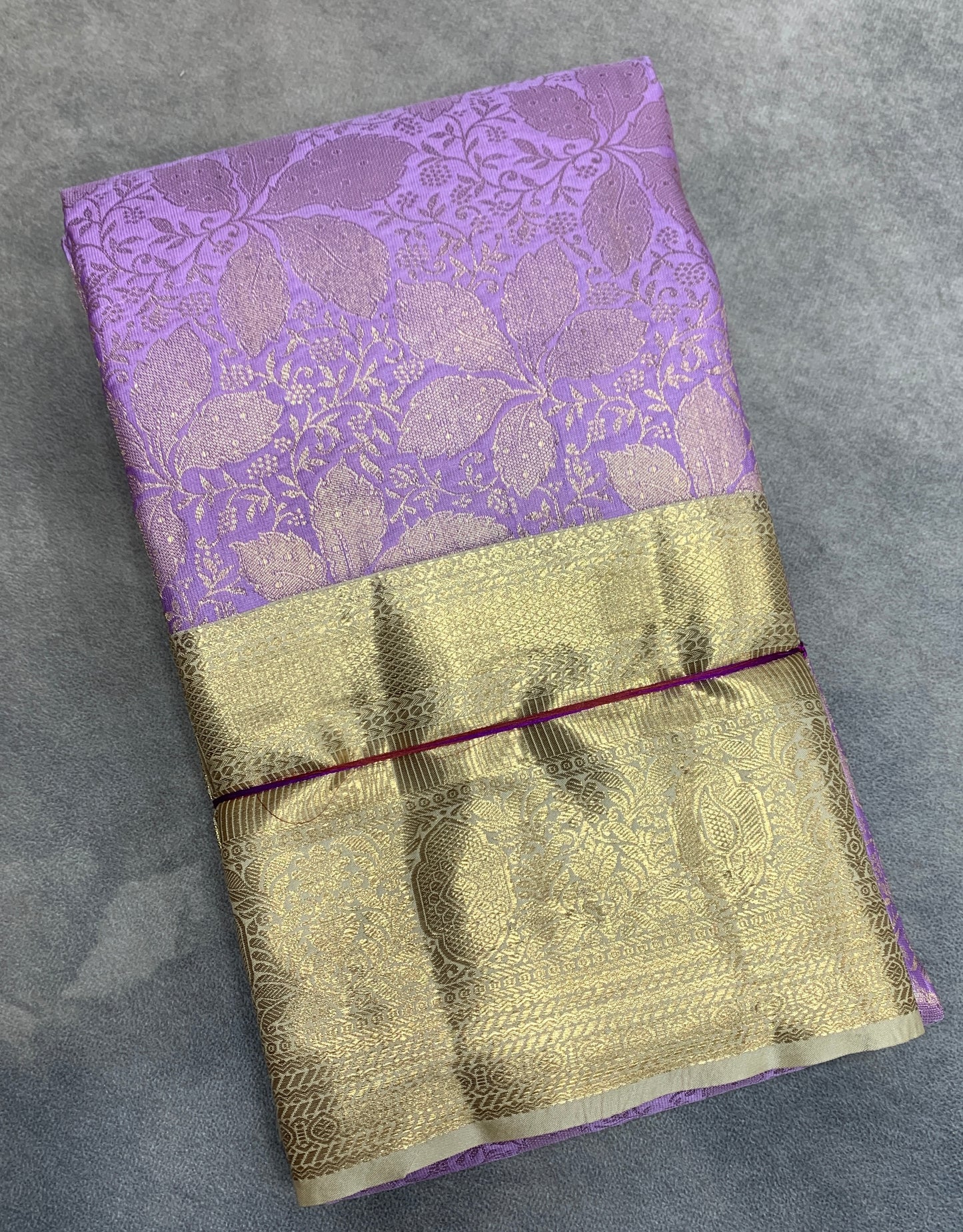Fancy Tissue Saree Lavender Colour with Sliver Colour Border