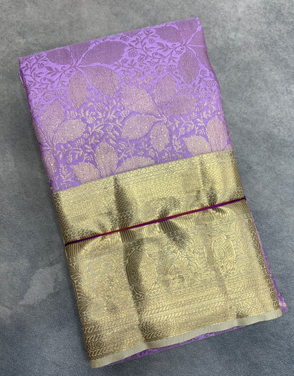 Fancy Tissue Saree Lavender Colour with Sliver Colour Border