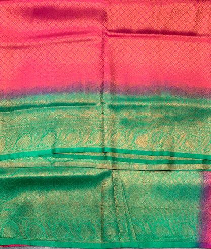 Soft Silk Saree Red Colour with Light Green Colour Pallu