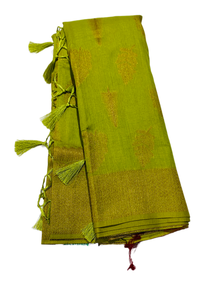 Yellow Green shade kuberra pattu with Golden Pallu