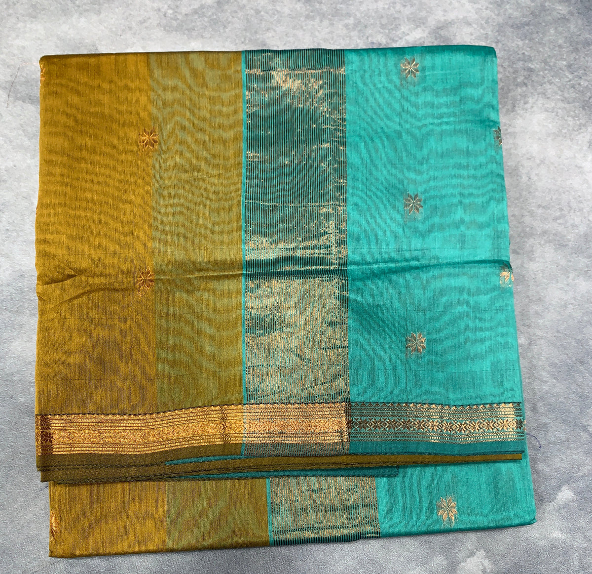 Golden Mustard Colour Silk Cotton Saree with Copper Zari Border