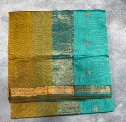 Golden Mustard Colour Silk Cotton Saree with Copper Zari Border