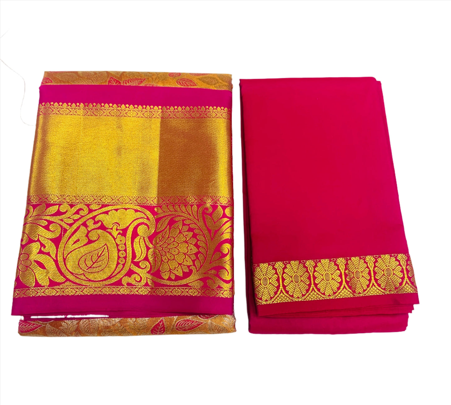 Orange Shade Vegan Silk Half Saree Contrast Border for age above 10 years