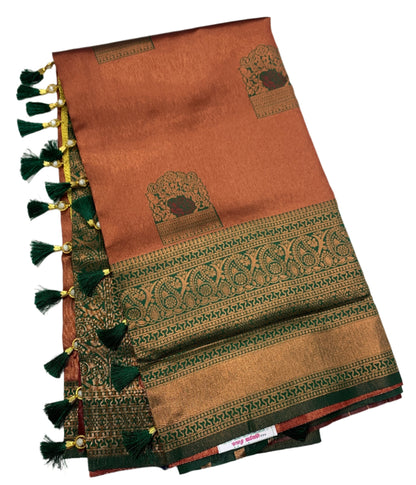 Art Silk Saree Maroon Colour with Green Border