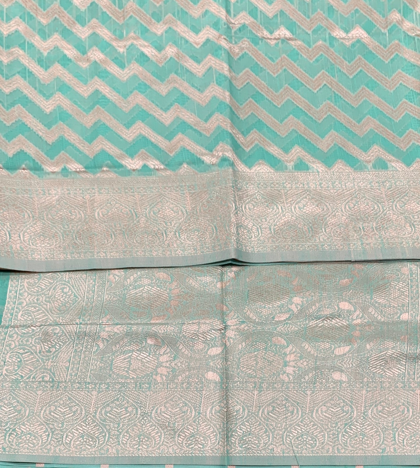 Banaras Katan Saree Sapphire Colour with Katan Work Border