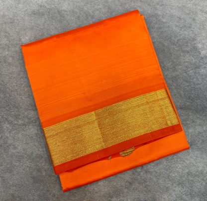 4 Mulam Silk Pooja Towel Orange Colour with Zari Border