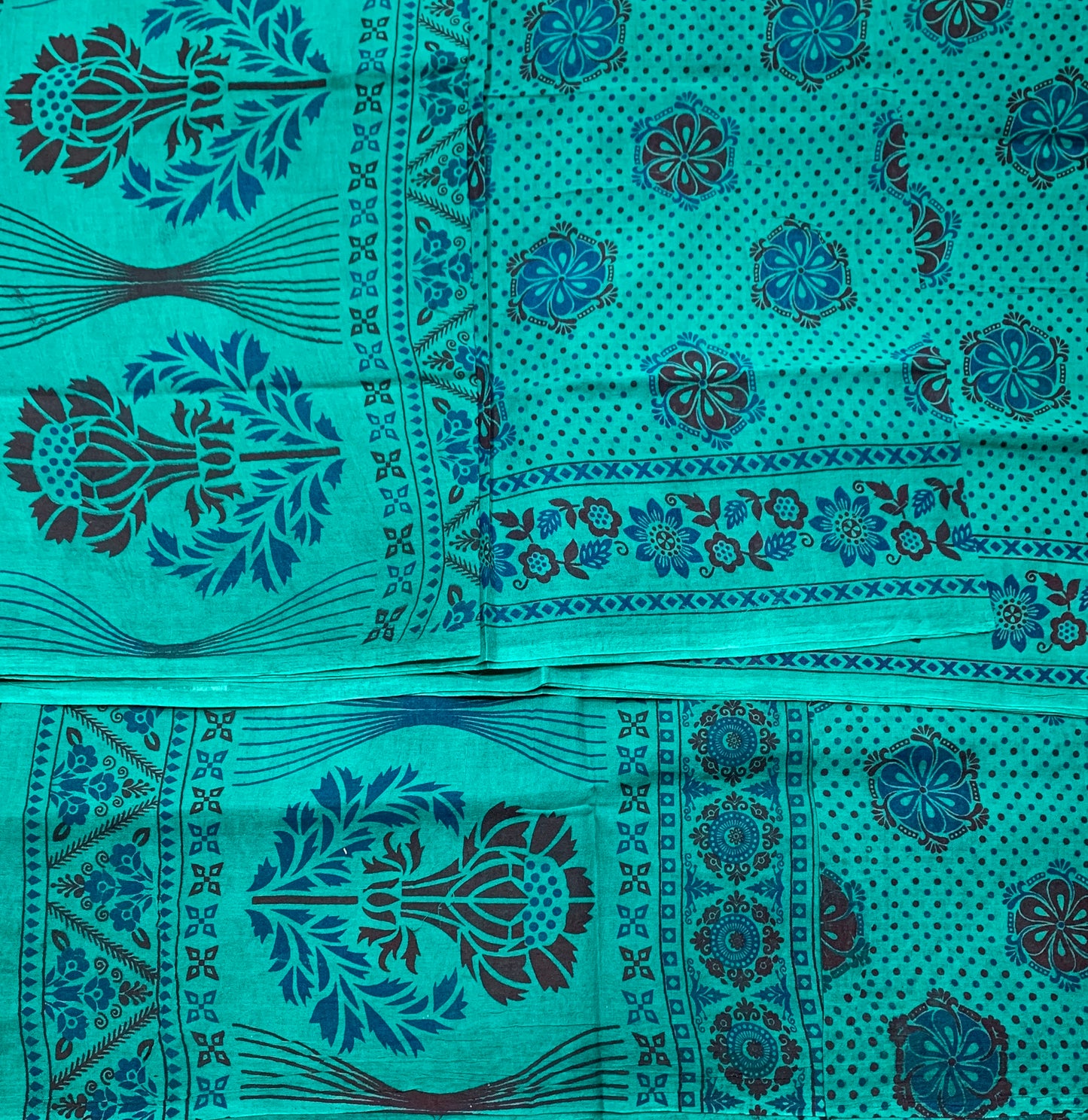 Chettinad Sungudi Cotton Rama Green Colour with Floral Design Border