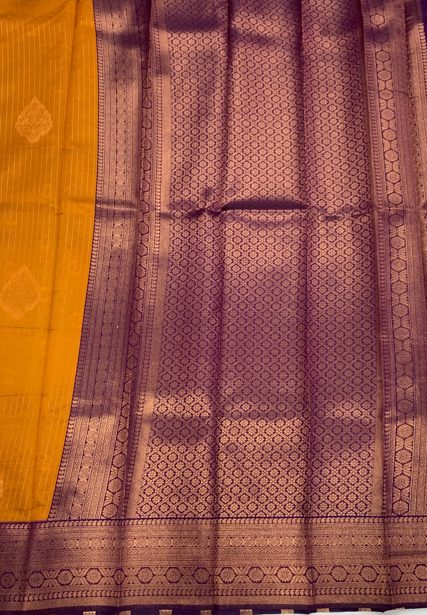 Art Silk Saree Golden Yellow Colour with Magenta Border