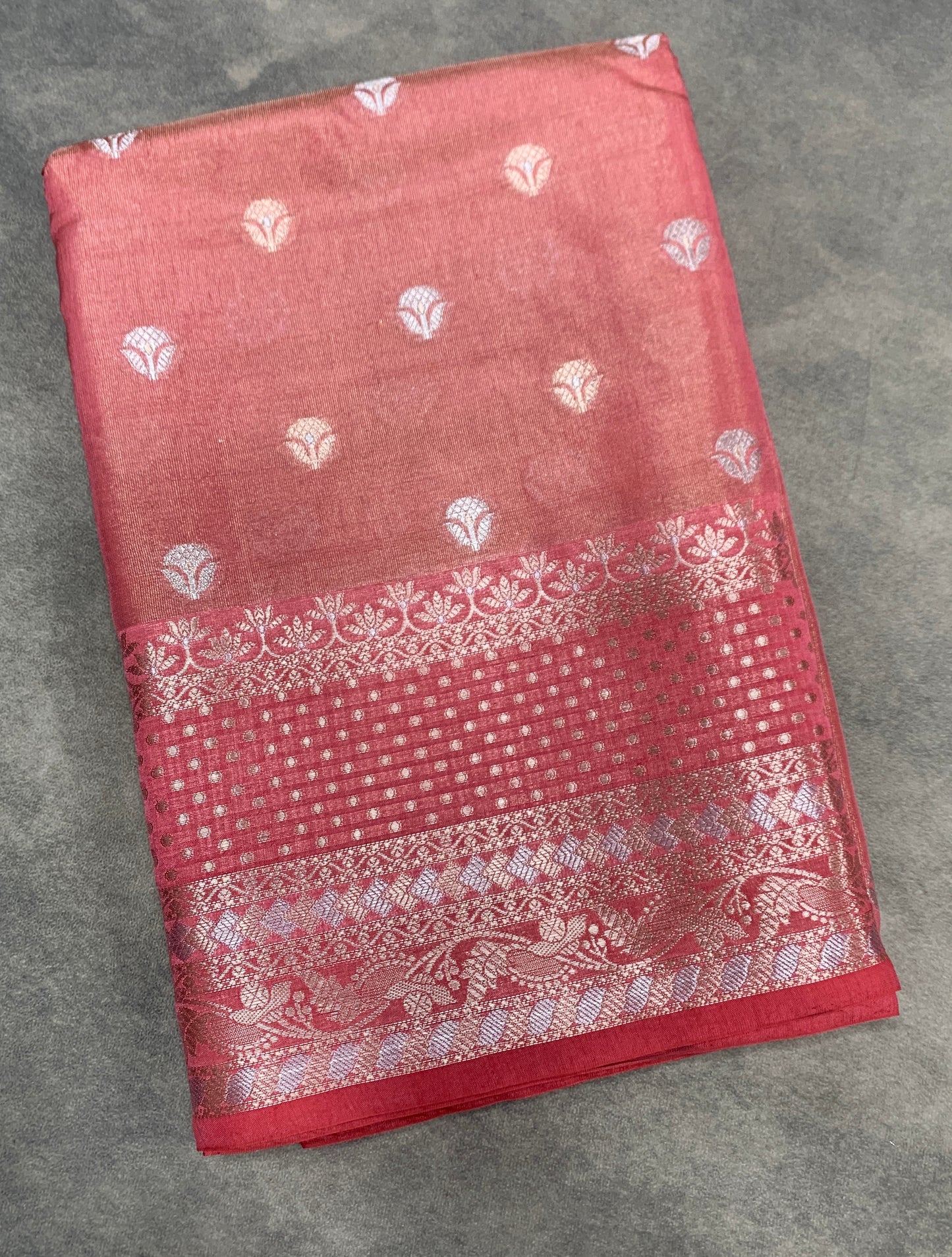 Meenakari Banaras Tissue Silk Saree Rose Pink Colour