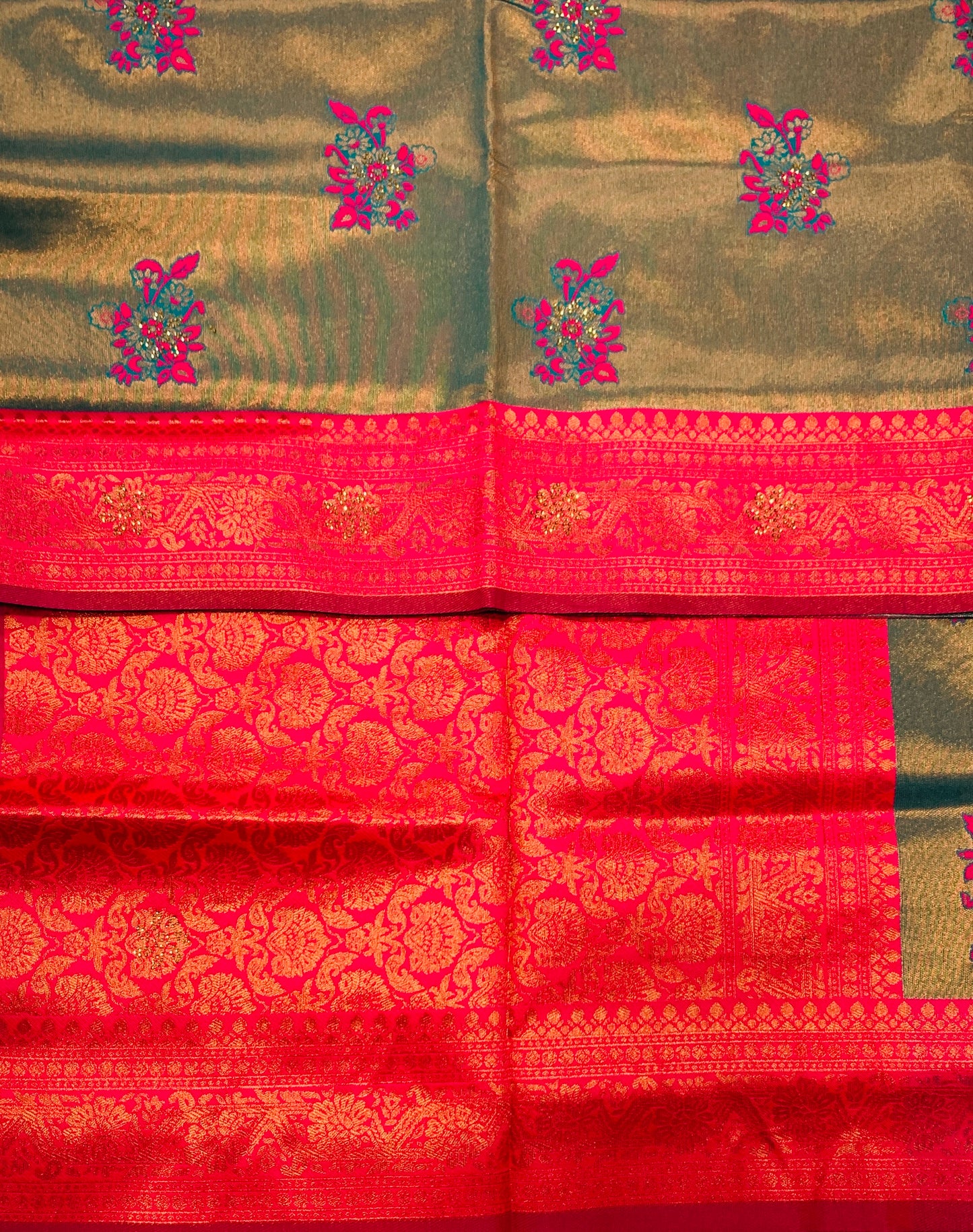 Art Silk Saree Sapphire Colour with Baby Pink Border