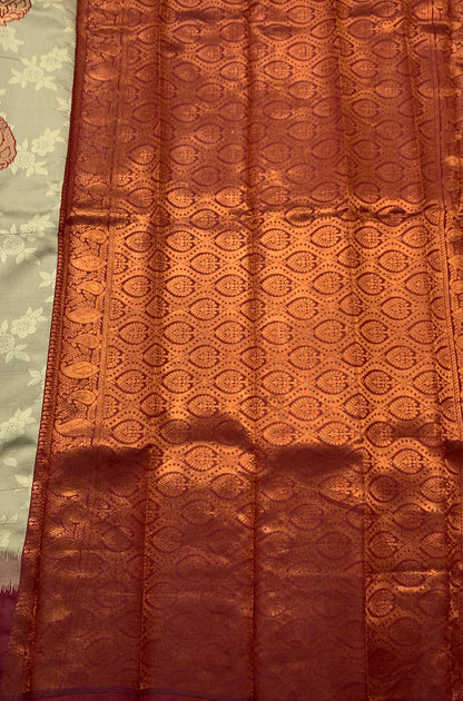 Art Silk Saree Tussar Colour with Maroon Border