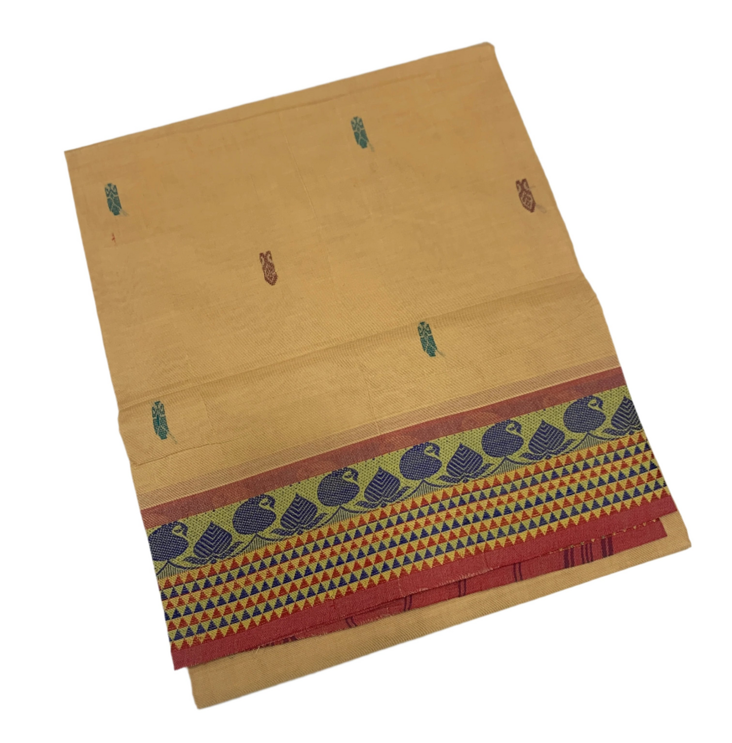 Chettinad Cotton Saree Sandal Shade with Mango and Floral Design