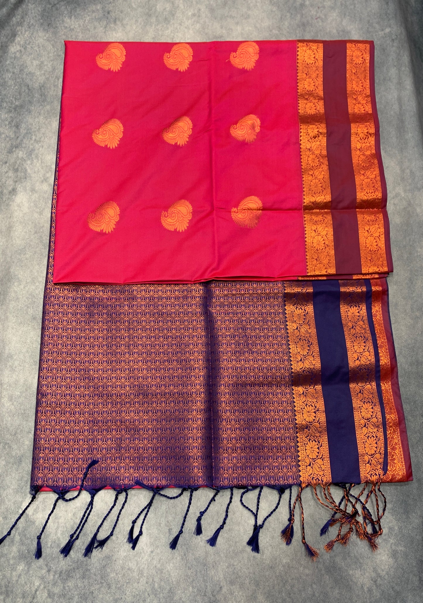 Soft Vegan Silk Saree Pink Colour with Rettai Pettu Border