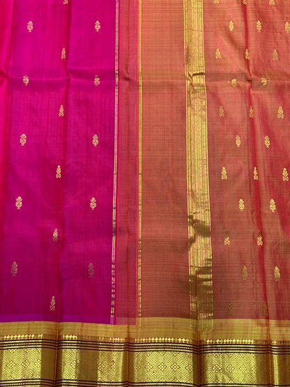 Pure Kanchipuram Silk Saree Dual Colour Shade with Green Colour Shade Border
