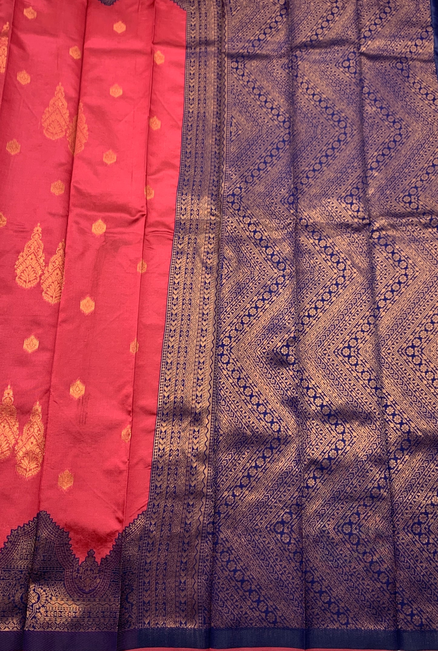 Art Silk Saree Tomato Red Colour with Navy Blue Border