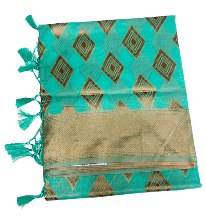 Banaras Katan Saree Sapphire Colour with Katan Work Border