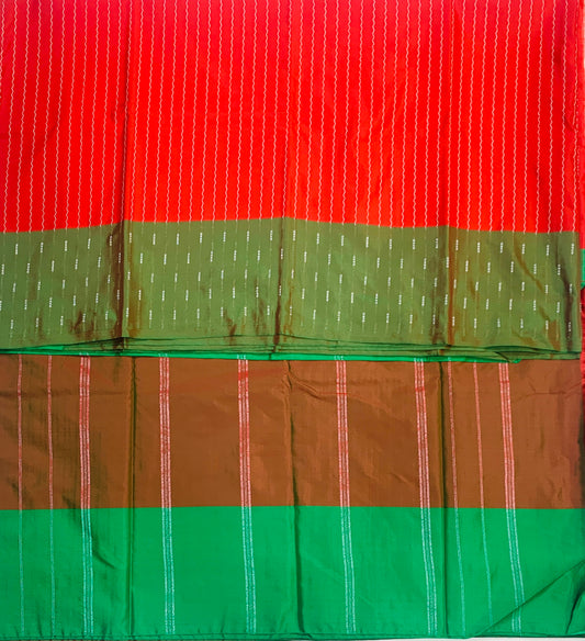 Arani Silk Saree Red Colour with Green Border