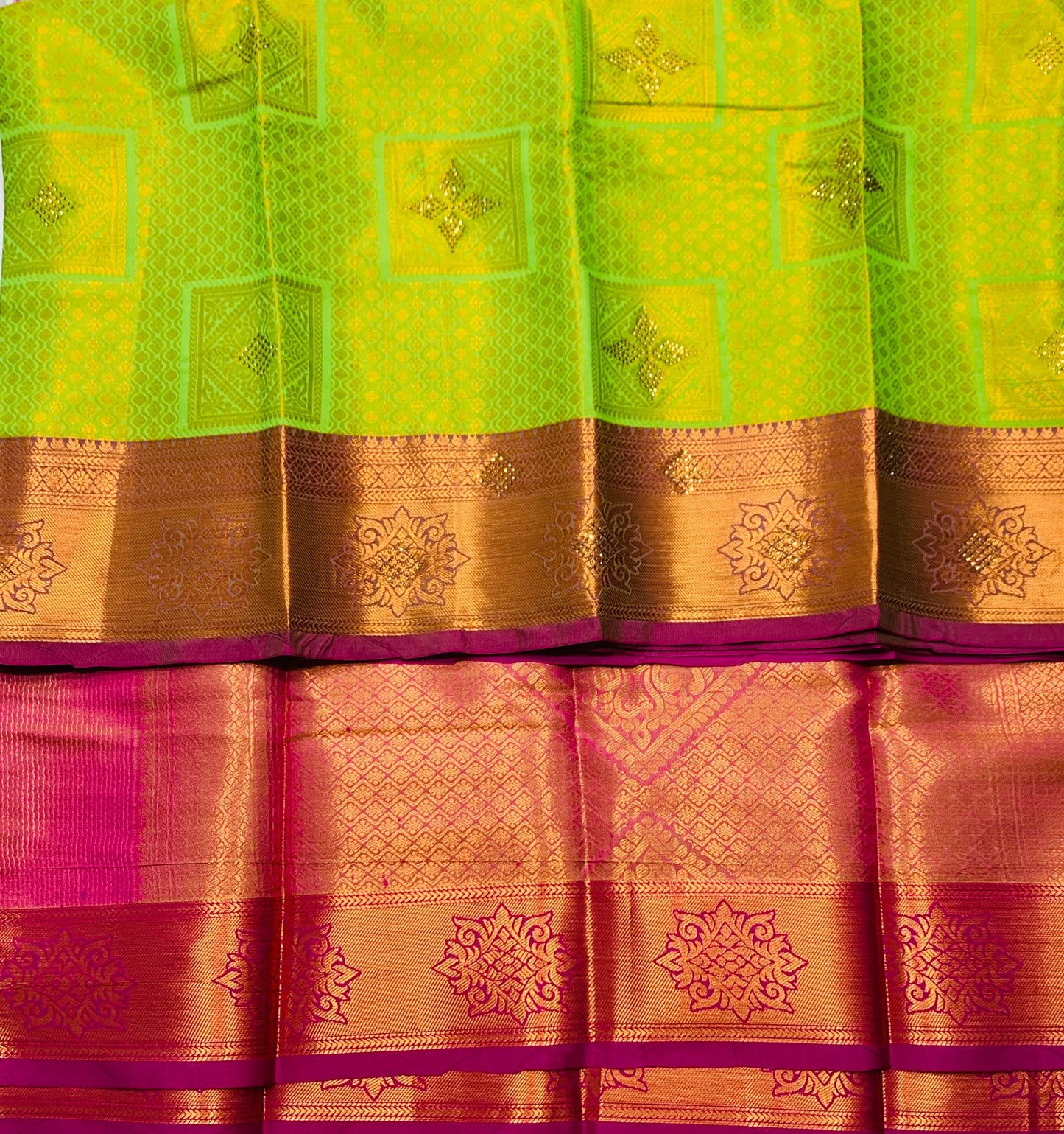 Art Silk Saree Light Green Colour with Magenta Border