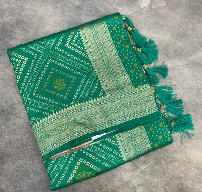 Banaras Soft Silk Saree Light Green Colour with Sliver Colour Floral Design Border