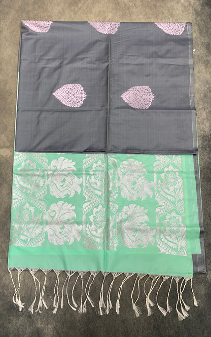 Art Silk Saree Grey Colour with Borderless