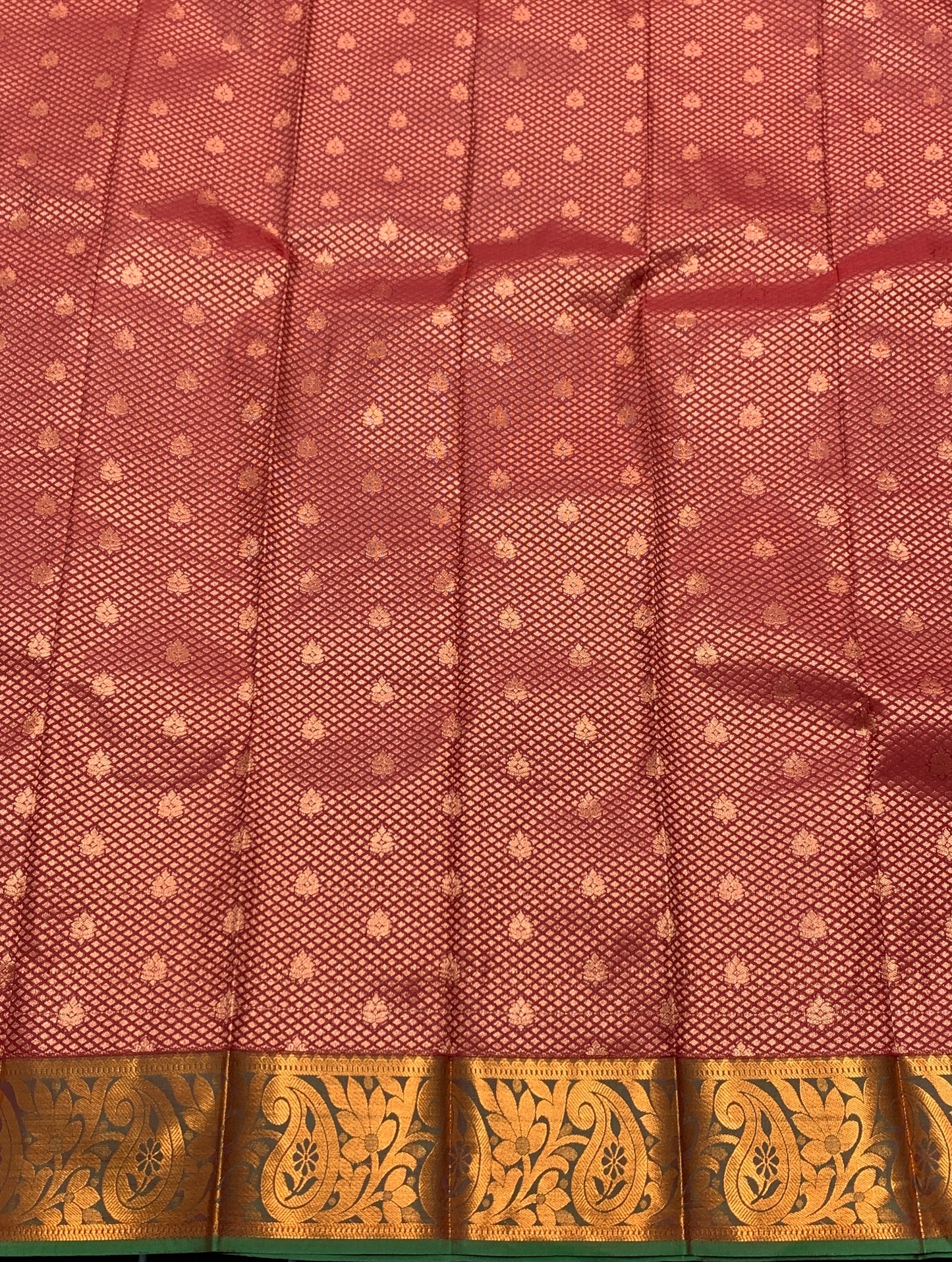 Vegan Silk Saree Maroon Colour Saree with Copper Border