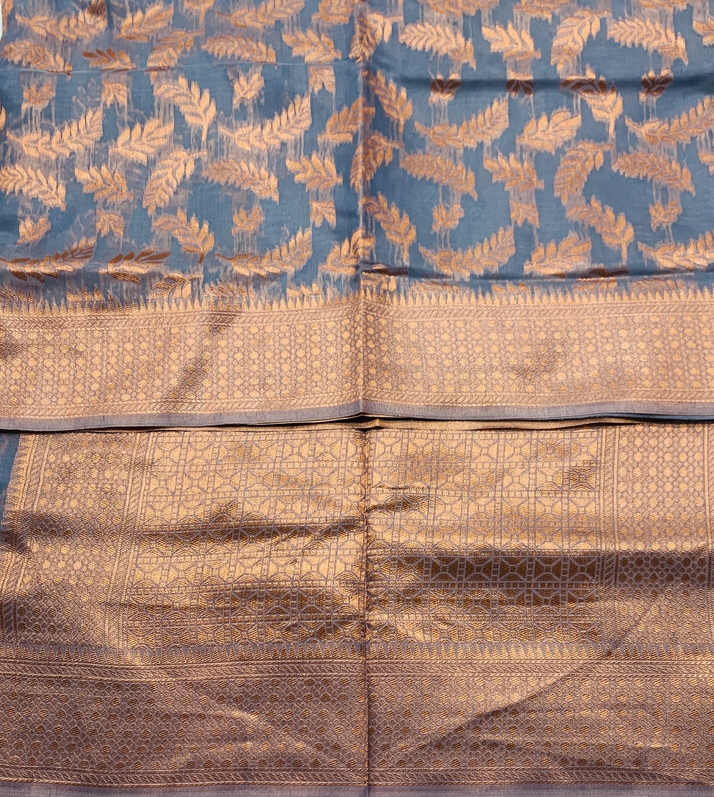 Banaras Katan Saree Gray Colour with Katan Work Border