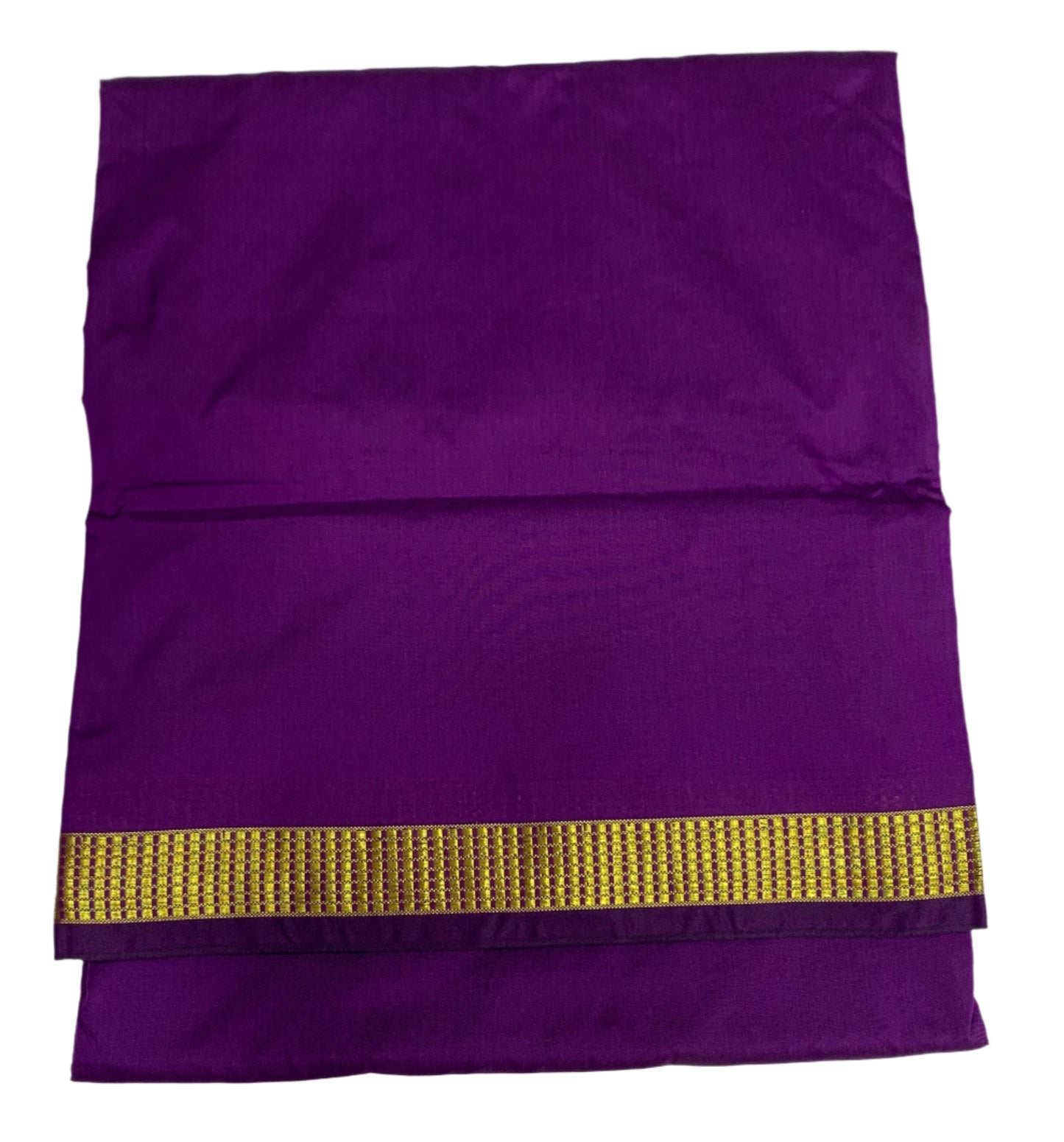 9 yards Vegan Silk Saree Dark Violet Colour with Golden Border