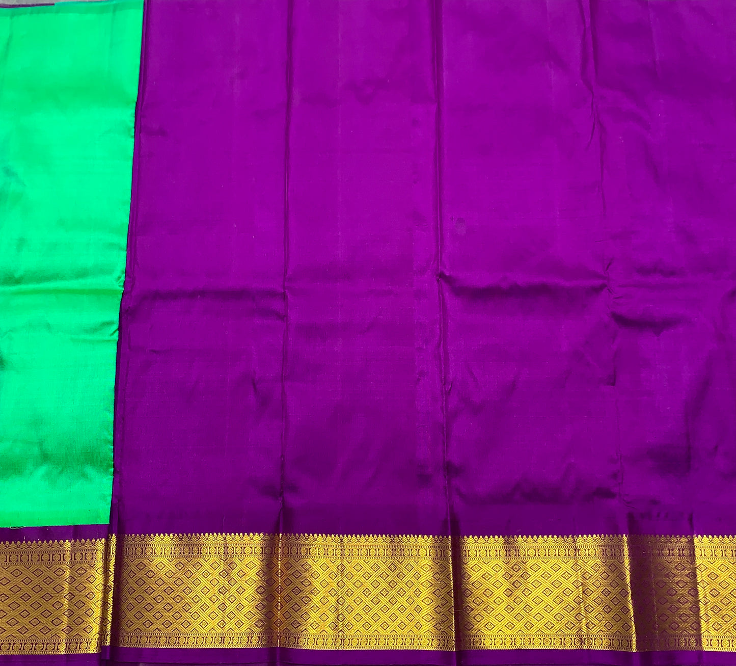 Light Green Shade Pure Kanchipuram Kids Pattu Pavadai with Contrast Border for Newborn to 2 Years